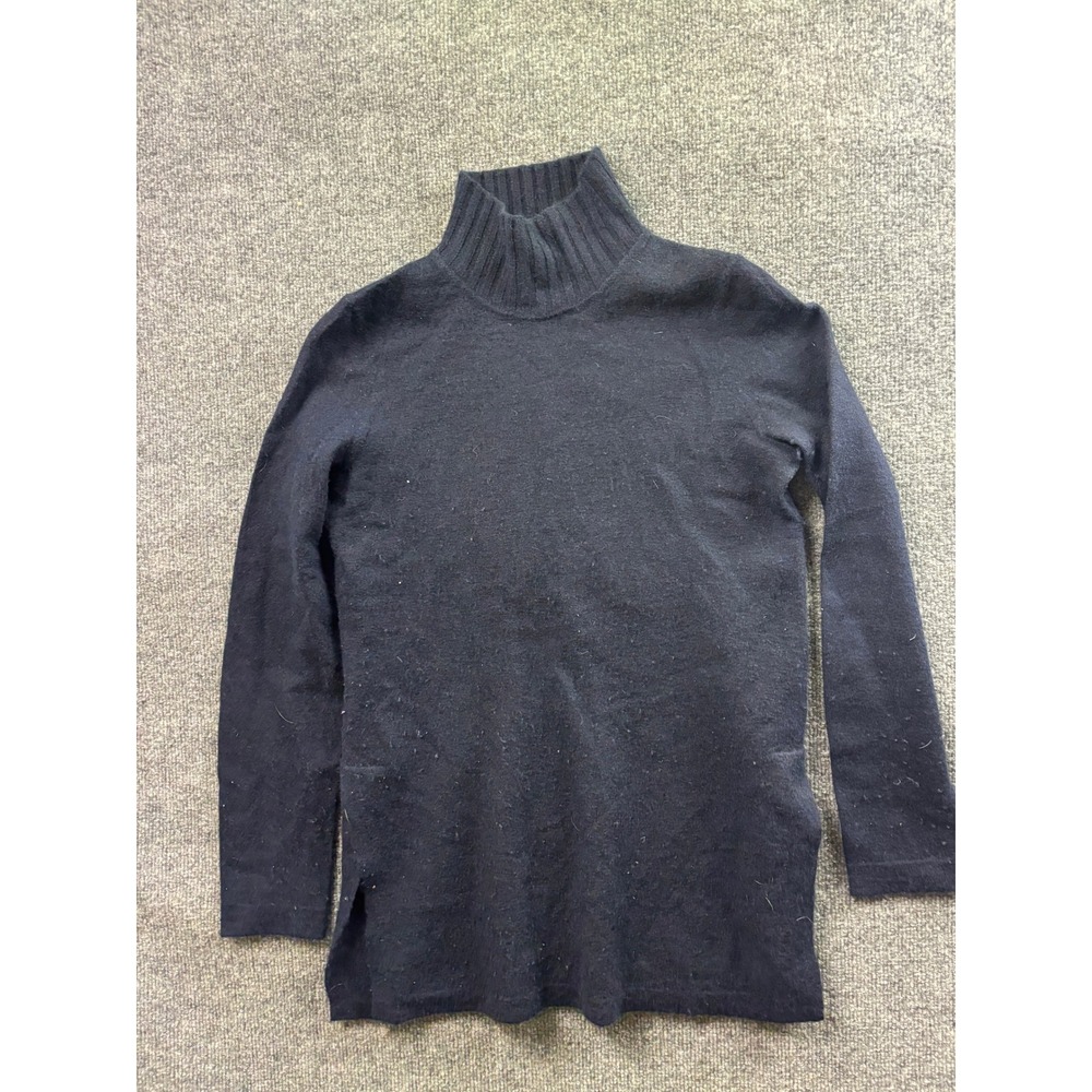 Vince Turtleneck Sweater Womens XS Navy Blue 100% Cashmere Side Slit Tunic